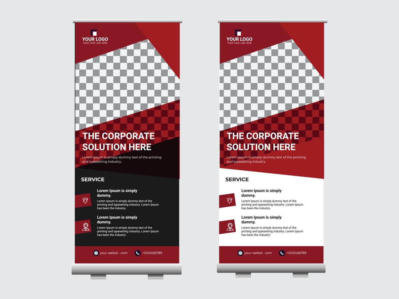 Abstract roll up display standee banner in dark and light shade vector