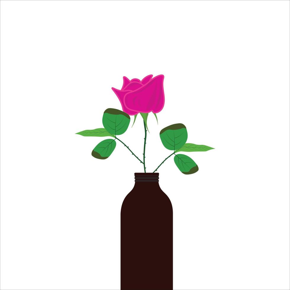 Red flowers in the vase, flowers on a pot vector