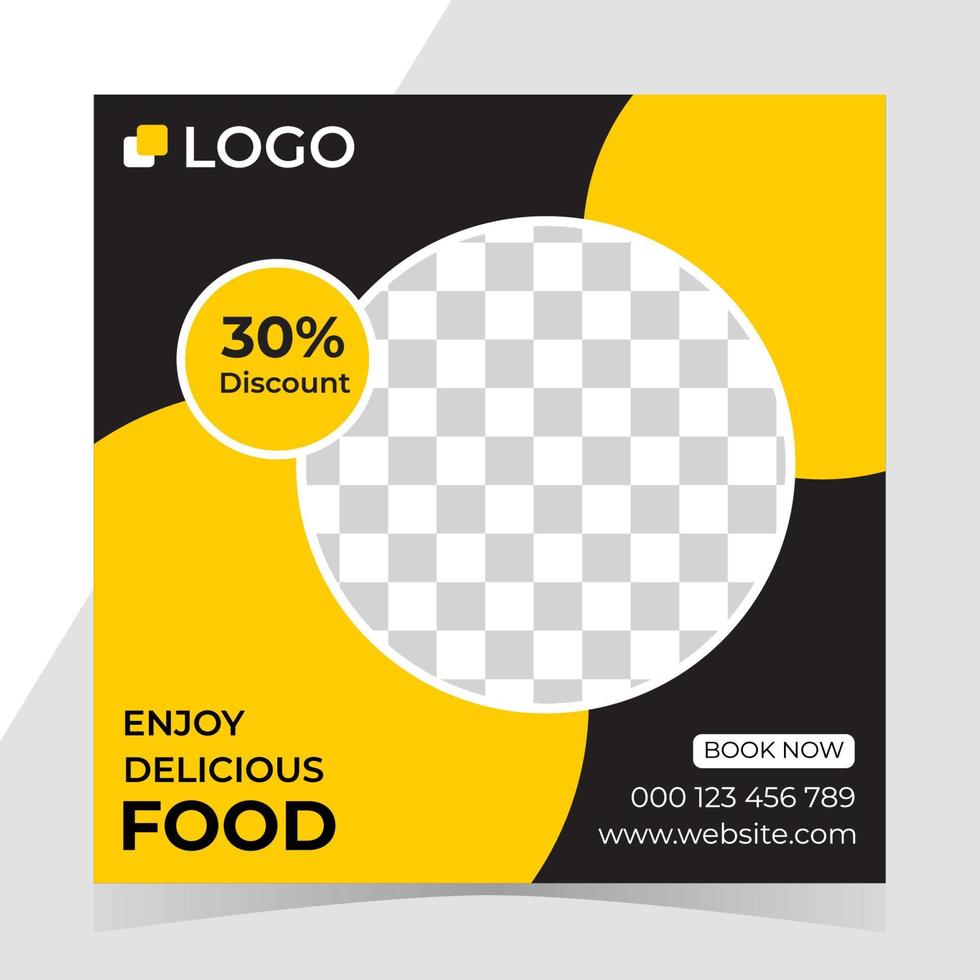 Social media post food template vector