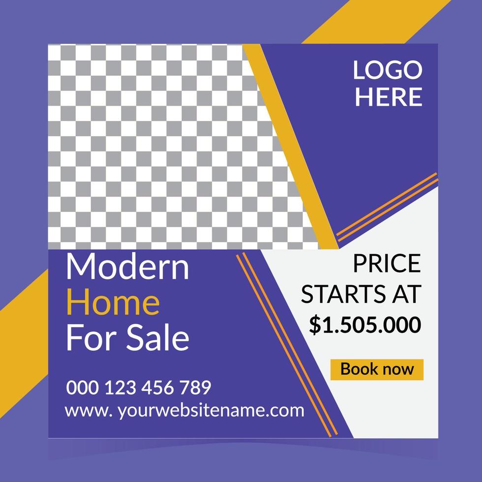 Modern home sale real estate social media post vector