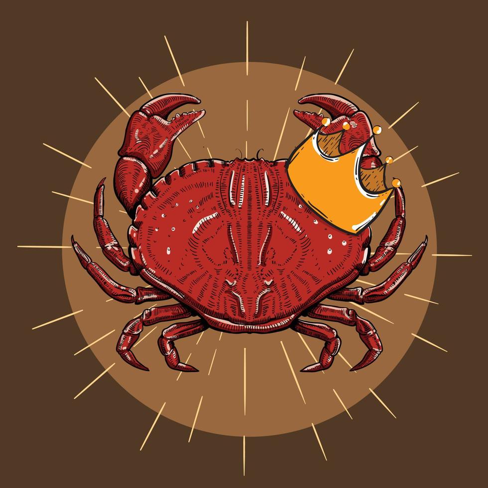 King crab illustration engraved style vector