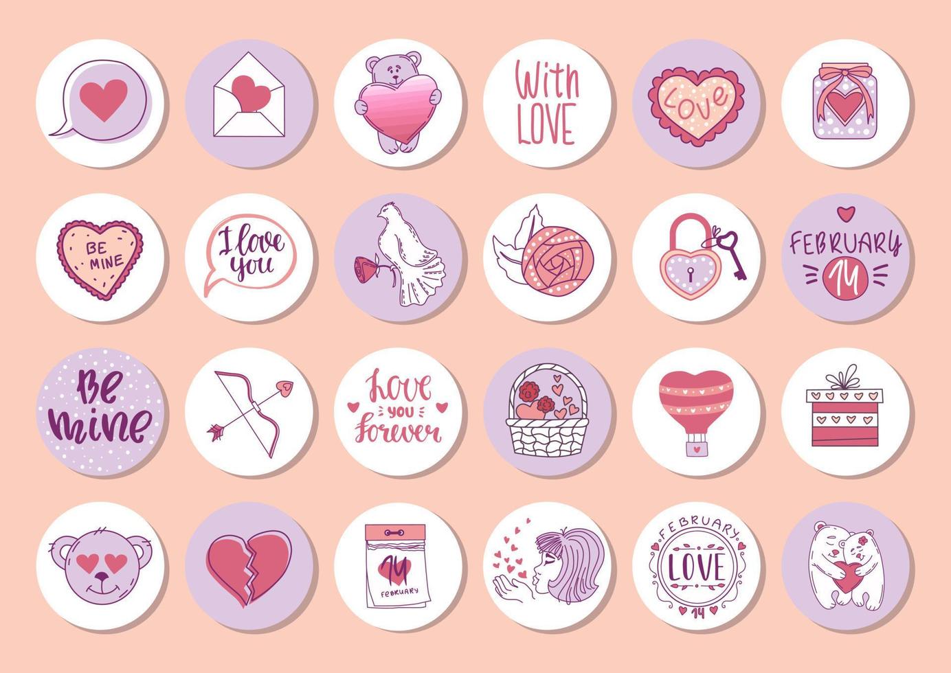 Set of stickers for Valentine's Day. Label. Vector illustration.