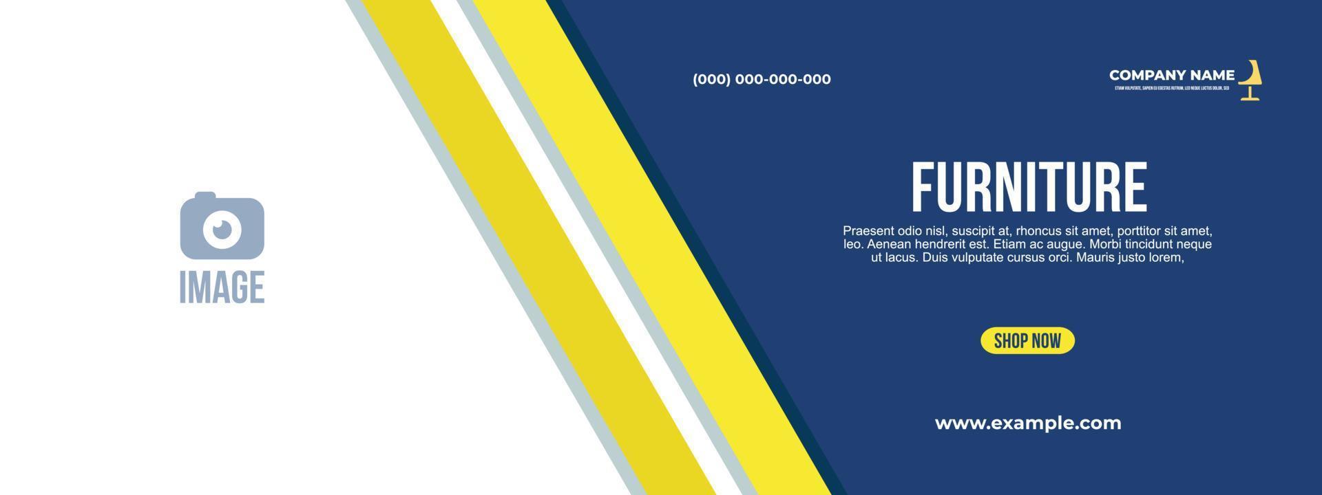 Blue and yellow minimalist furniture banner vector