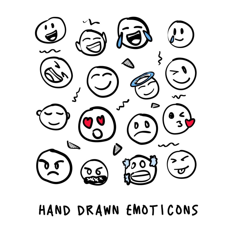 vector set of hand drawn emoticon patterns, cute doodles. 4919899 ...