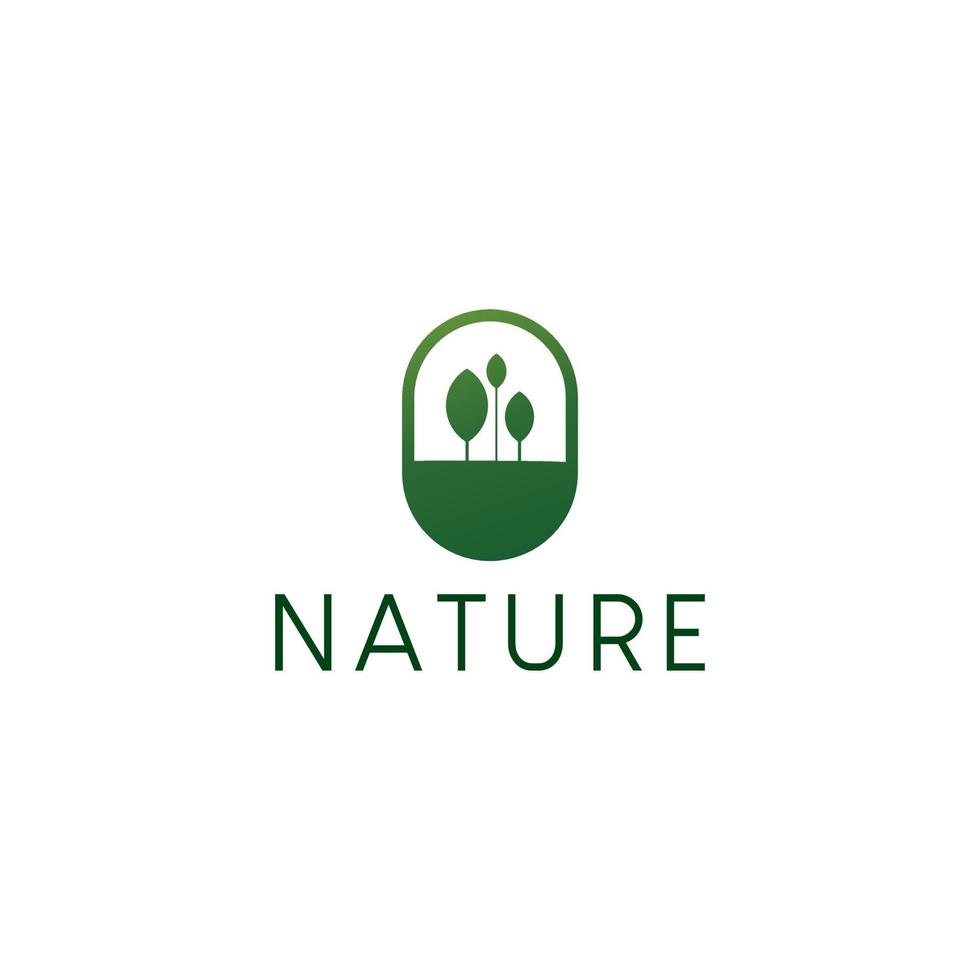 Concepto de diseño de logotipo de tres hojas verticales de color verde, día vegano. vector