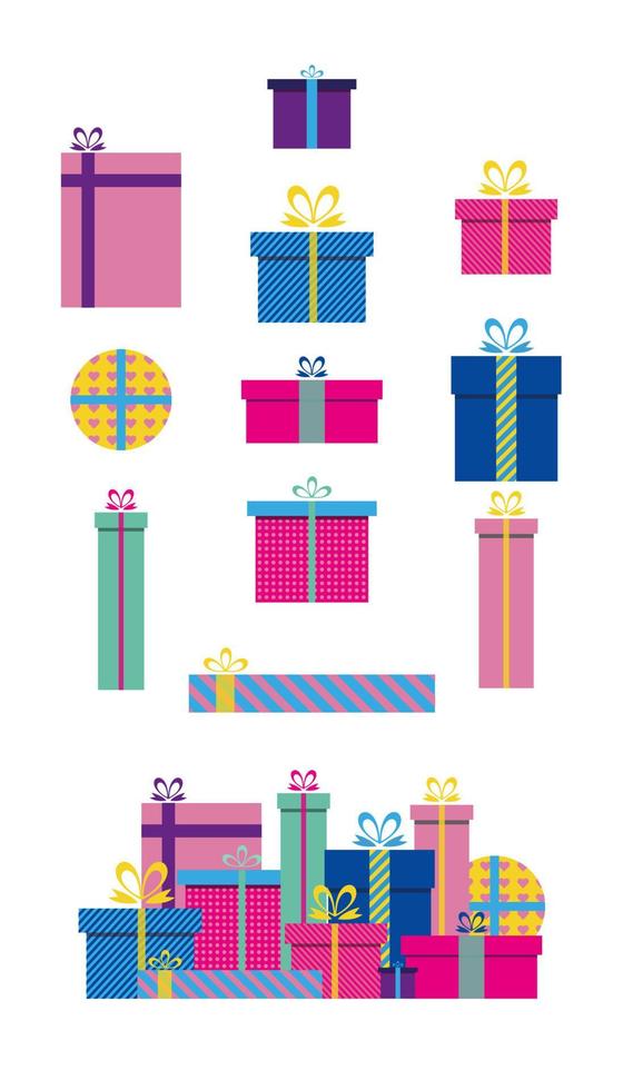 cajas de regalo brillantes. ilustración vectorial en un estilo plano vector