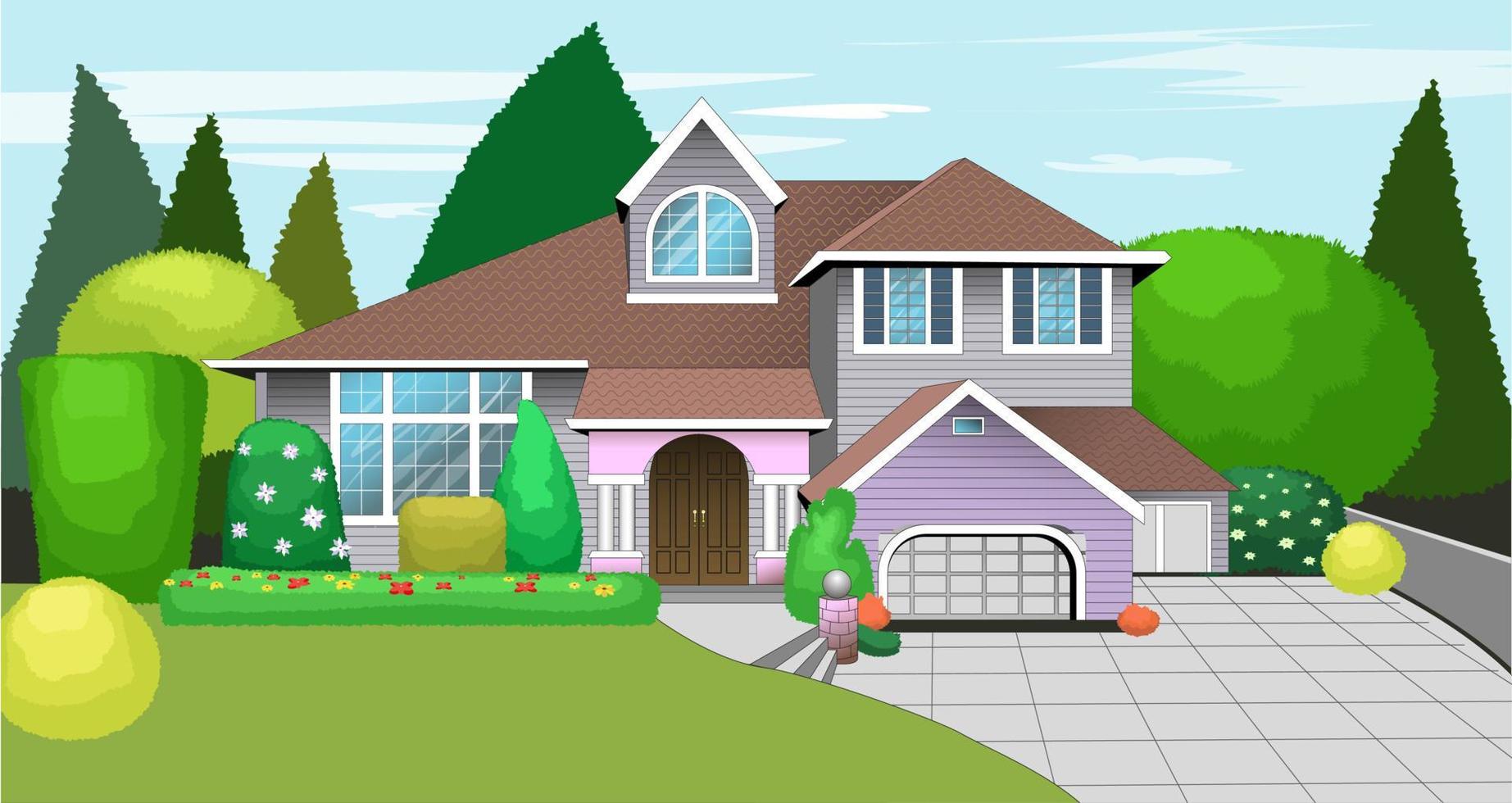 House. Vector illustration. Background for animation 4920005 Vector Art at  Vecteezy