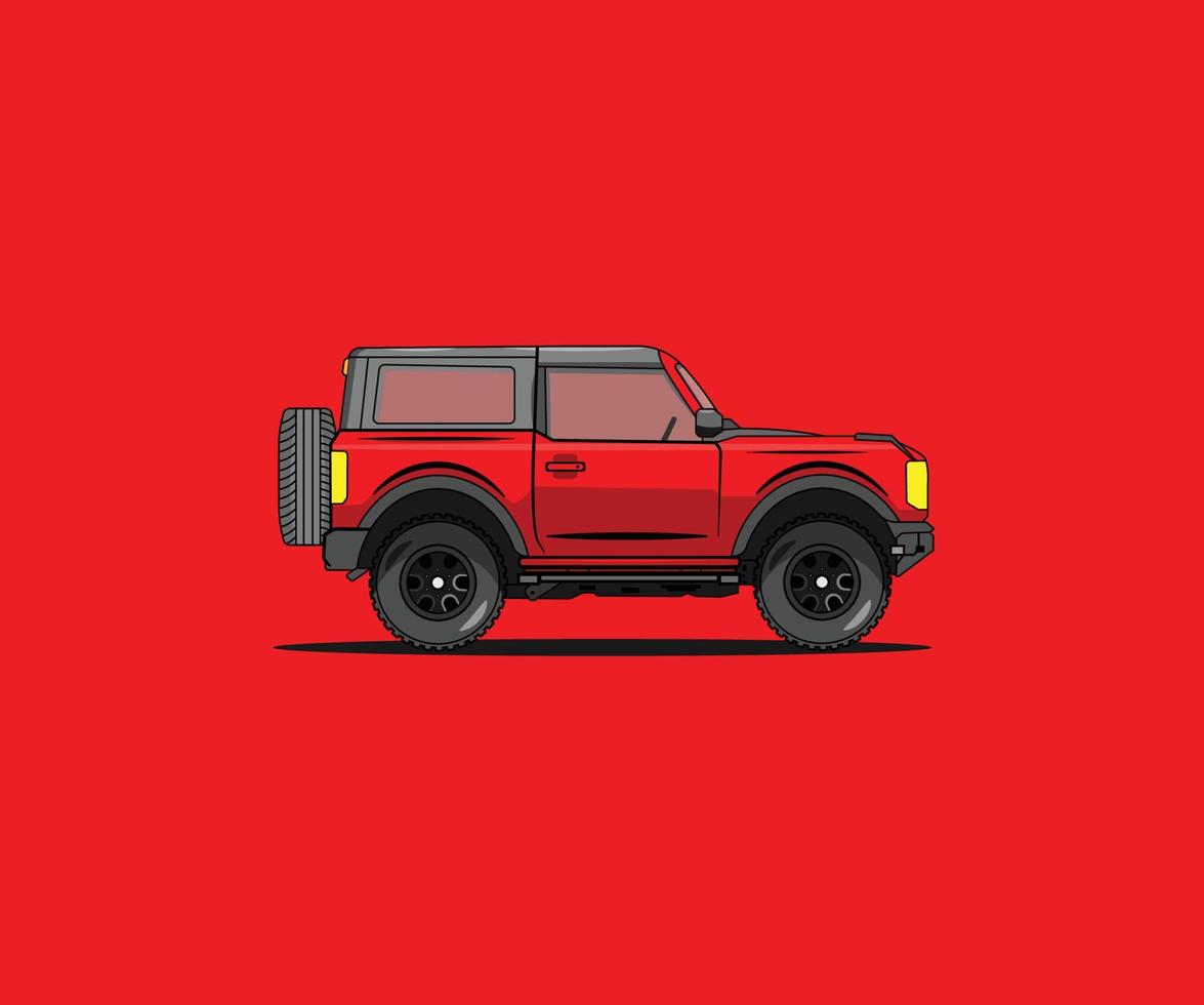 Red off road car in flat design vector