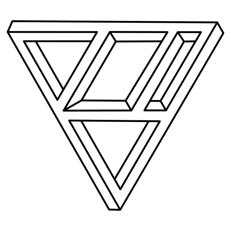 triángulo de geometría sagrada. forma imposible. elemento de diseño web. objeto de ilusión óptica. diseño de línea. figuras geometricas. vector
