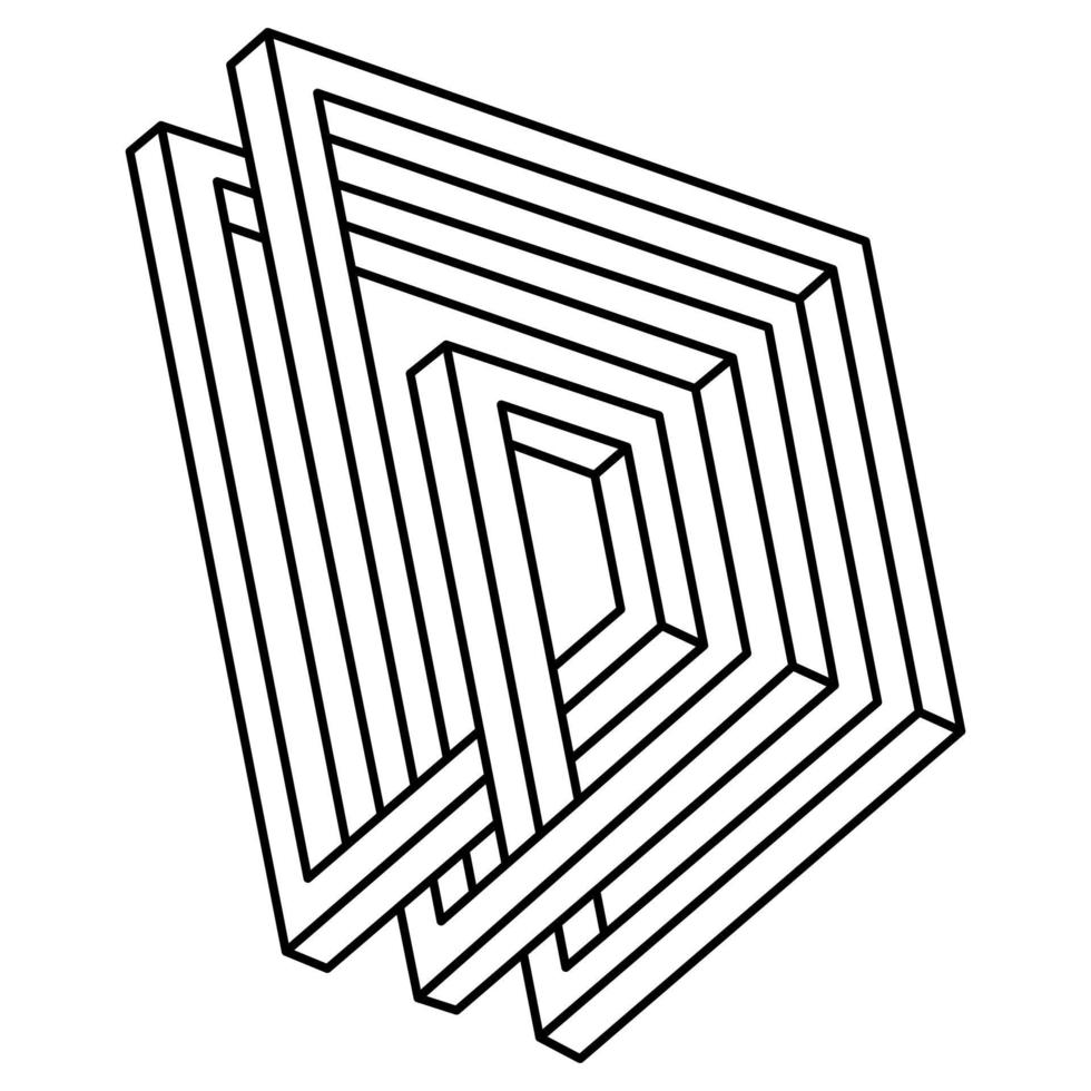 Sacred geometric figure. Impossible shapes. Web design element. Optical illusion object. Escher style. Line design. Op art. vector