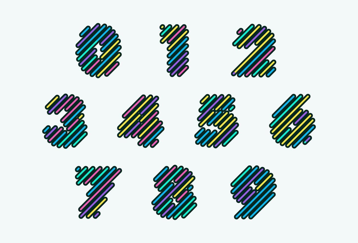 Los números modernos coloridos fijaron el ejemplo del vector de la plantilla del diseño del elemento cómico.