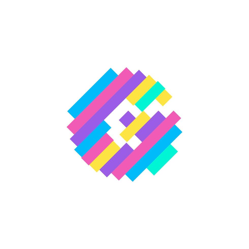 Plantilla de diseño de logotipo de letra g pixel moderno colorido. Ilustración de vector de elemento de símbolo de icono de tecnología creativa perfecta para su identidad visual.