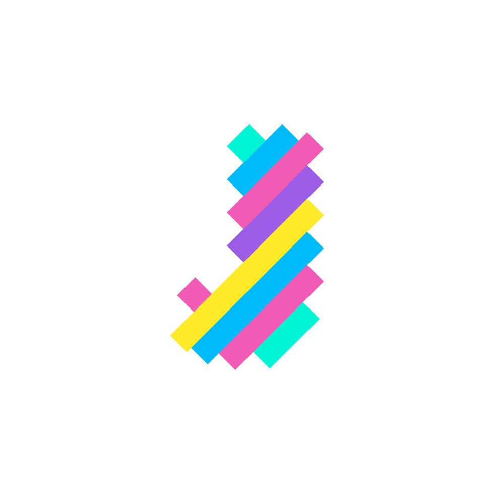 Colorful modern Pixel J Letter logo design template. Creative technology icon symbol element Vector Illustration perfect for your visual identity.