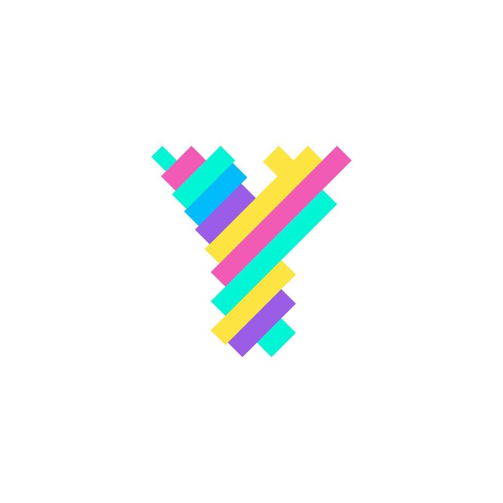 Plantilla de diseño de logotipo de letra y pixel moderno colorido. Ilustración de vector de elemento de símbolo de icono de tecnología creativa perfecta para su identidad visual.