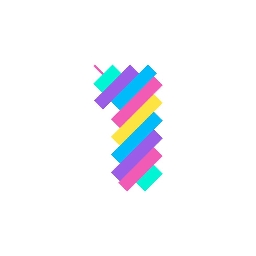 Colorful modern Pixel 1 number logo design template. Creative technology icon symbol element Vector Illustration perfect for your visual identity.