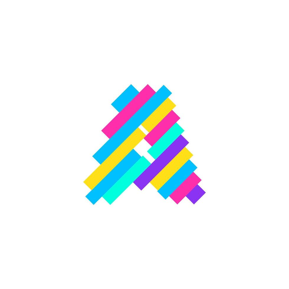 Pixel moderno colorido una plantilla de diseño de logotipo de letra. Ilustración de vector de elemento de símbolo de icono de tecnología creativa perfecta para su identidad visual.