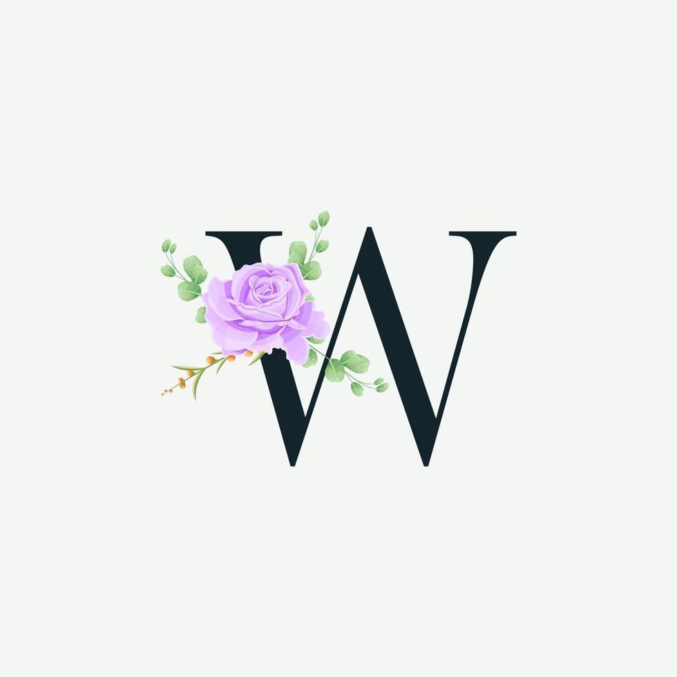 Beautiful W alphabet with Floral logo decoration template. Luxury font with  green leaves emblem botanical vector illustration. 4920195 Vector Art at  Vecteezy