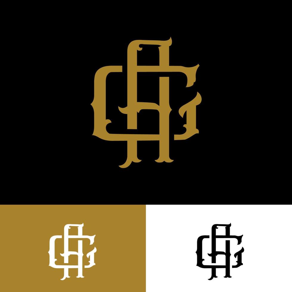 Logotipo de monograma con letra inicial a, g, ag o ga color dorado superpuesto vintage sobre fondo negro vector