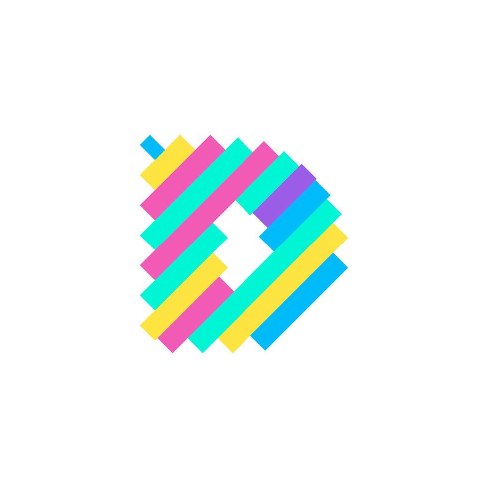 Plantilla de diseño de logotipo de letra d pixel moderno colorido. Ilustración de vector de elemento de símbolo de icono de tecnología creativa perfecta para su identidad visual.