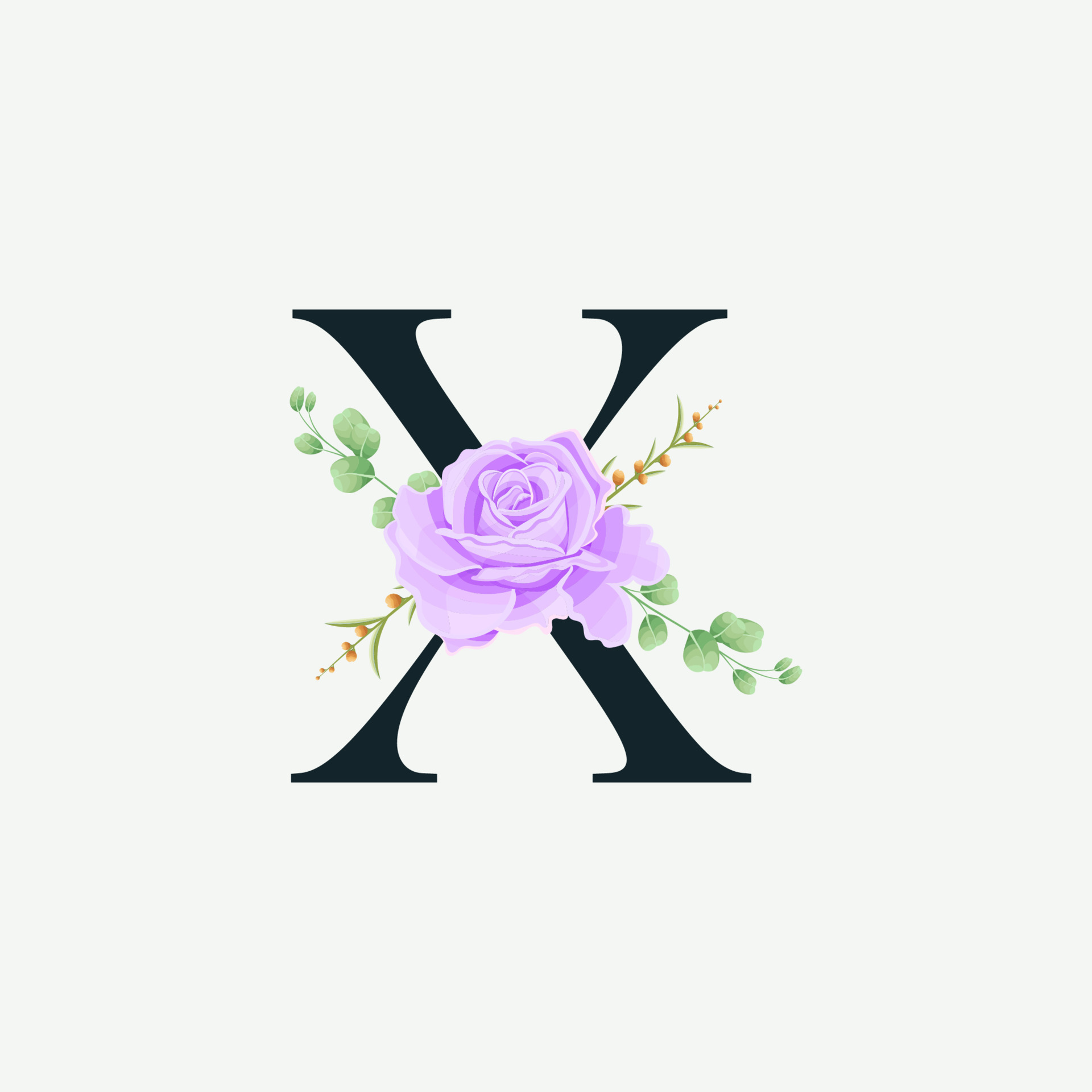 Beautiful X alphabet with Floral logo decoration template. Luxury font ...