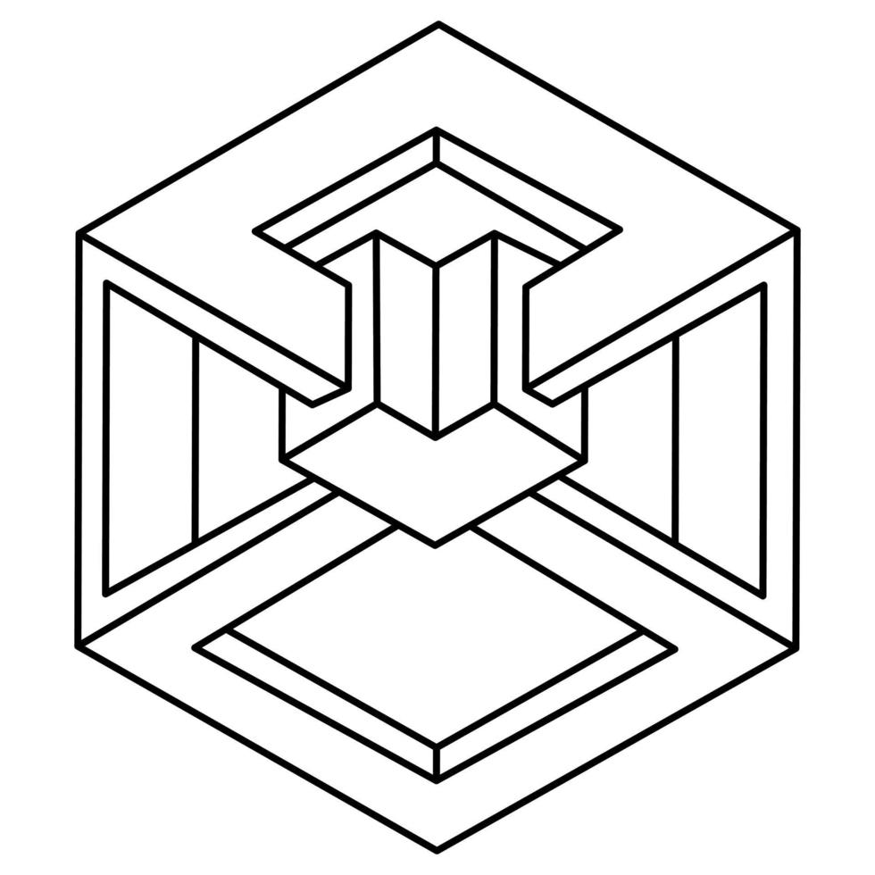 Impossible shape. Web design element. Sacred geometry. Optical illusion objects. vector