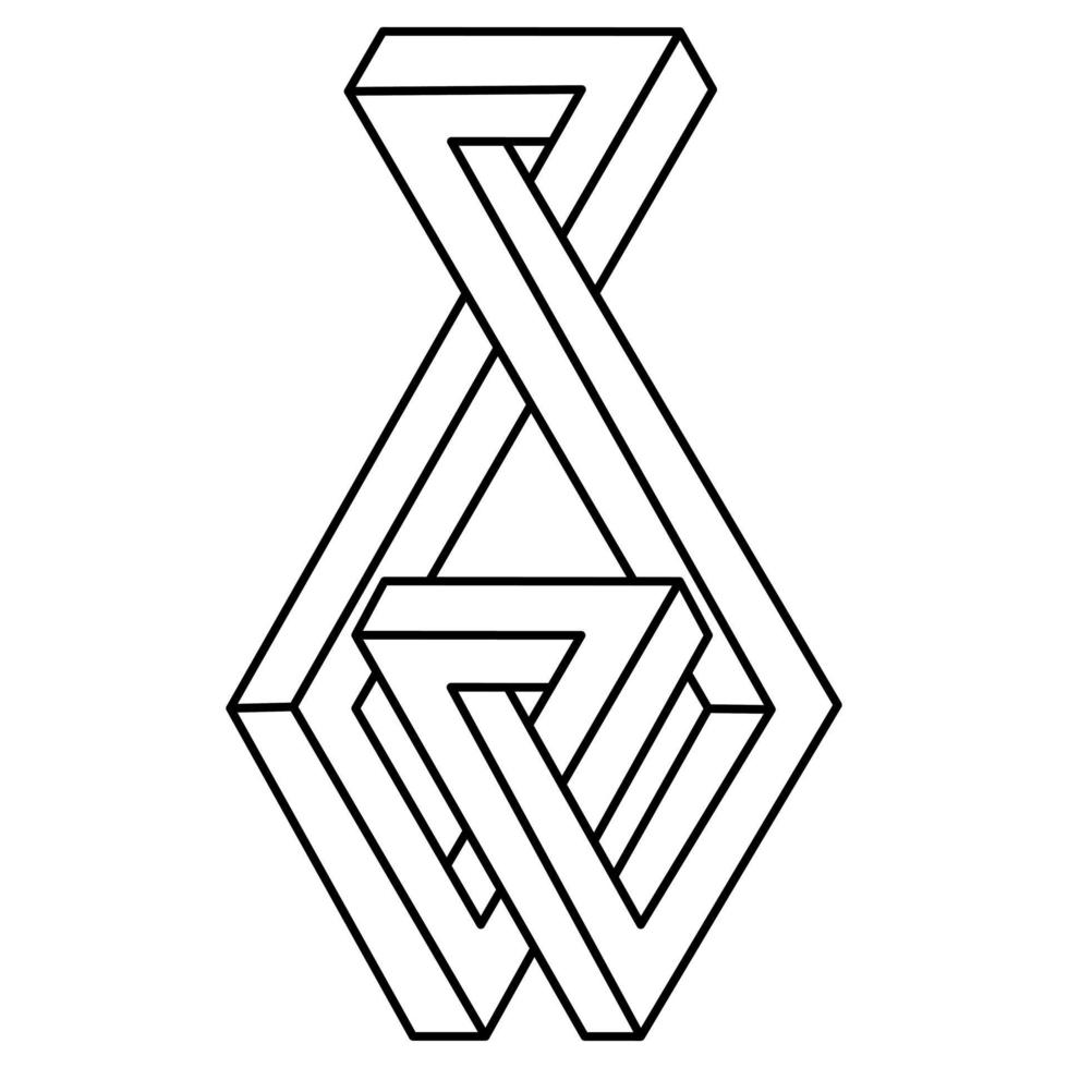Impossible optical illusion shape. Op art object. Impossible figures. Line art. Unreal geometric shapes. vector