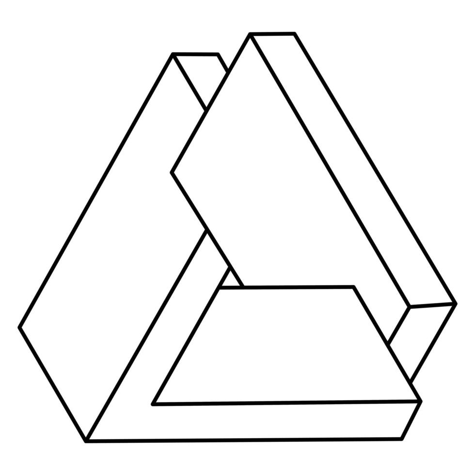 Impossible shape. Web design element. Optical Illusion object. Line design. Unreal geometric figures. Op art shape. vector