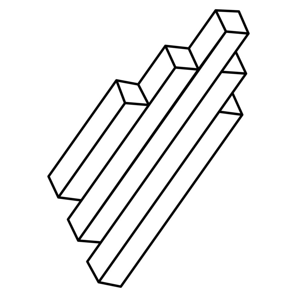 Impossible shapes. Unreal geometry figure. Web design element. Optical illusion object. Line design. Geometric figures. Op art. vector