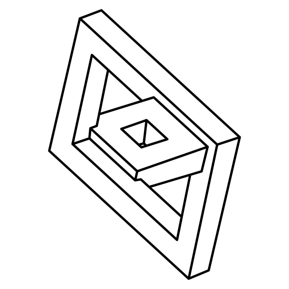Geometric figures. Impossible shape. Web design element. Optical illusion object. Escher style. Line design. Op art. vector