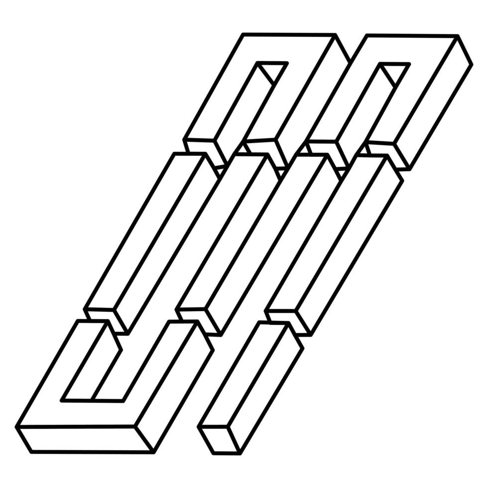 Unreal geometric figures. Impossible shapes. Web design element. Optical illusion object. Escher style. Line design. Op art. Sacred geometry. vector