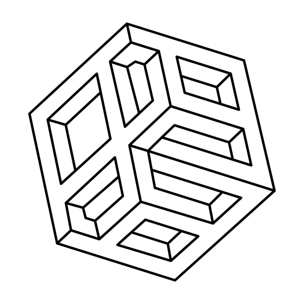 Optical illusion vector. Optical art objects. Impossible shapes. Geometric figures. Escher style. vector
