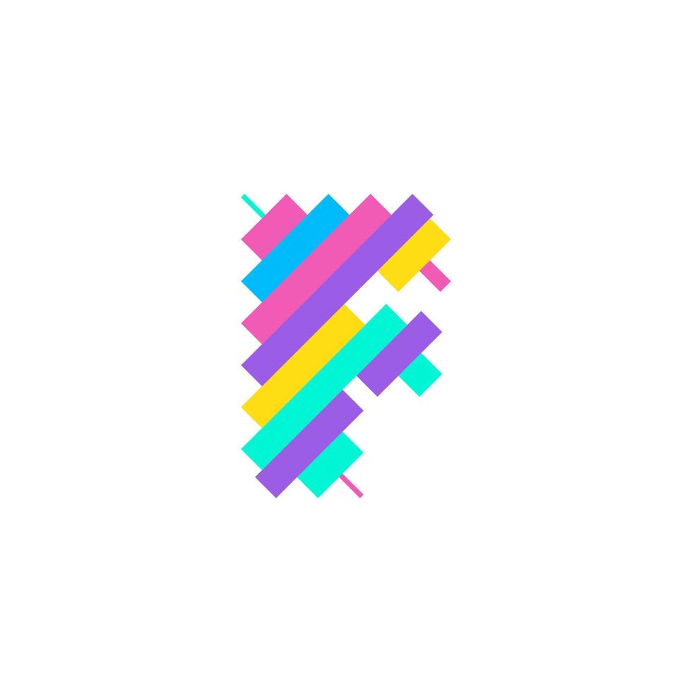 Plantilla de diseño de logotipo de letra f colorido moderno pixel. Ilustración de vector de elemento de símbolo de icono de tecnología creativa perfecta para su identidad visual.