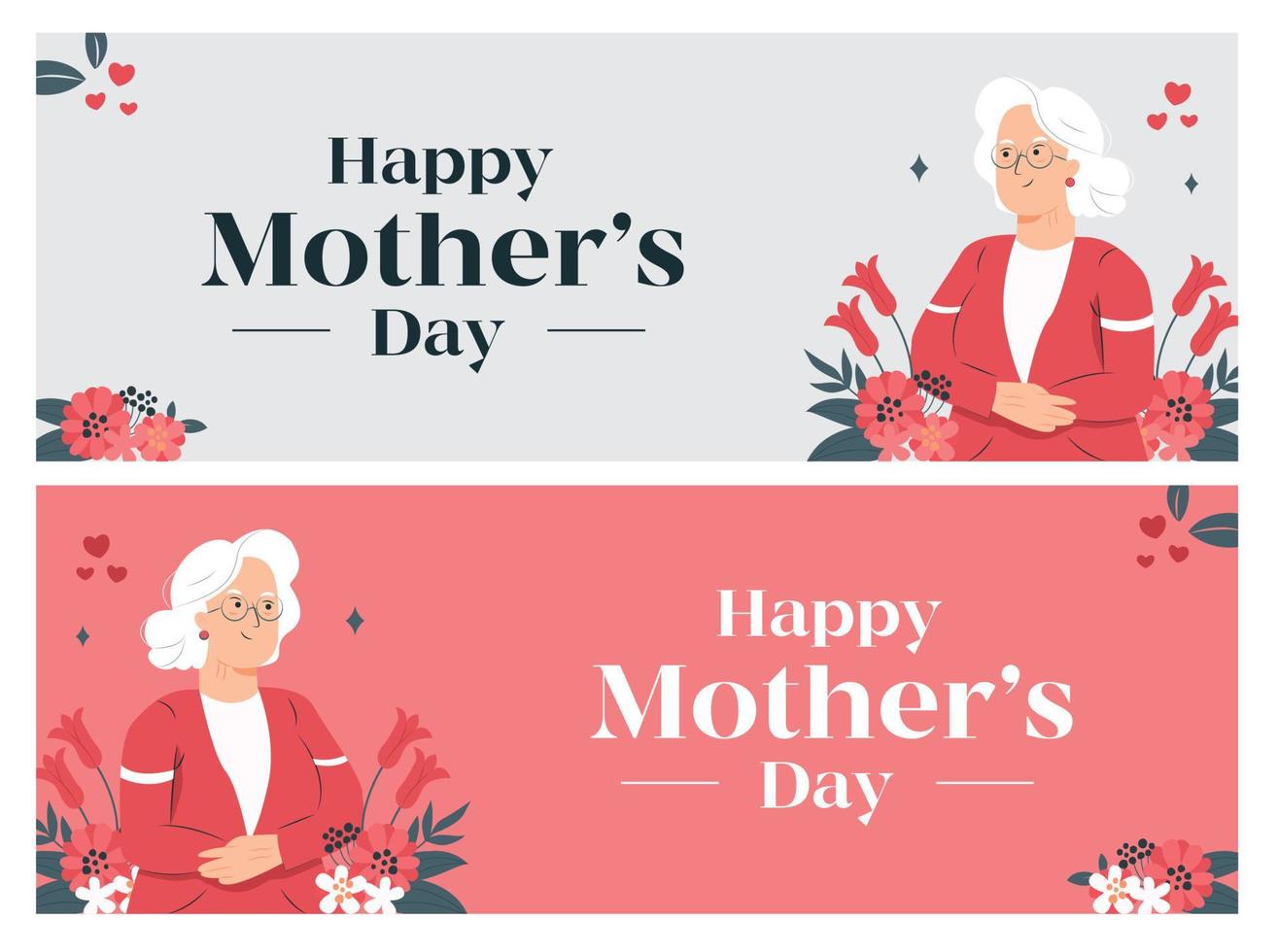 happy old mother watching her child grow up on a flower background vector