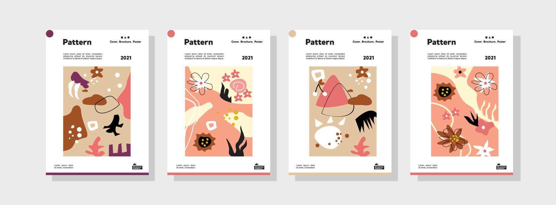 Collection of pattern templates. flower orientation vector business presentation set mock up pattern.