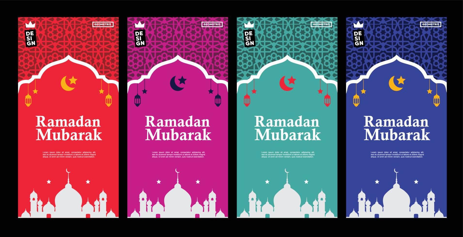 concepto de Ramadán Mubarak con colores para fondos, historias, folletos y medios impresos vector