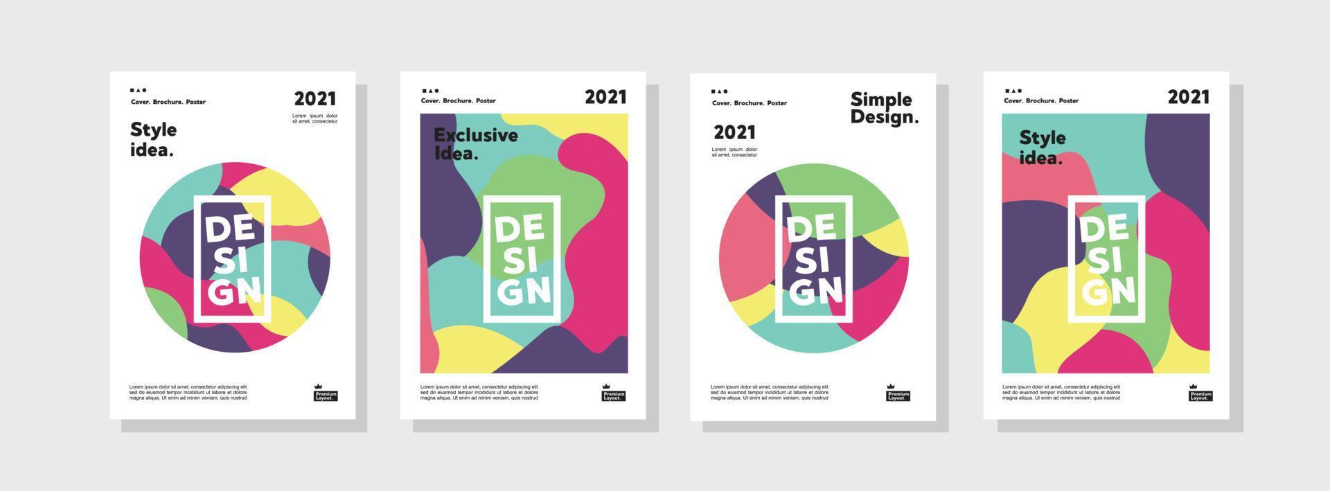 Company identity brochure template collection. Business presentation vector A4 vertical orientation front page mock up set
