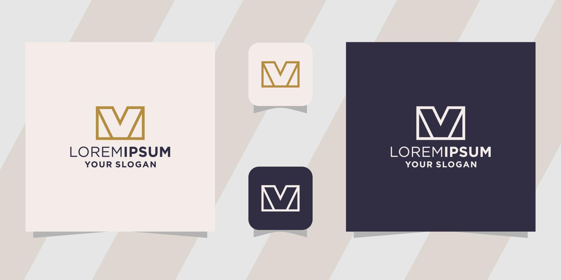letter mv vm logo template vector