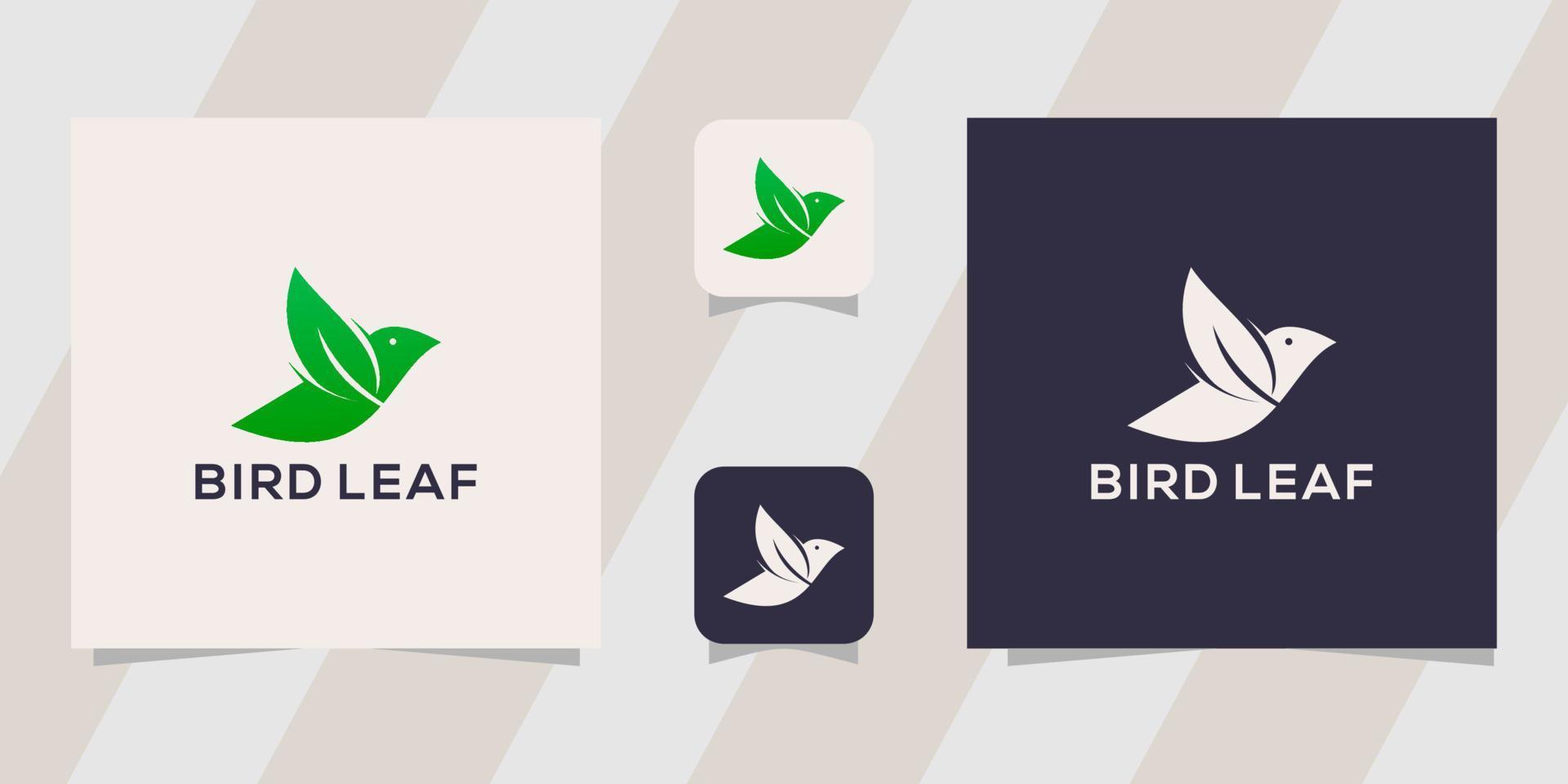 bird leaf logo template vector