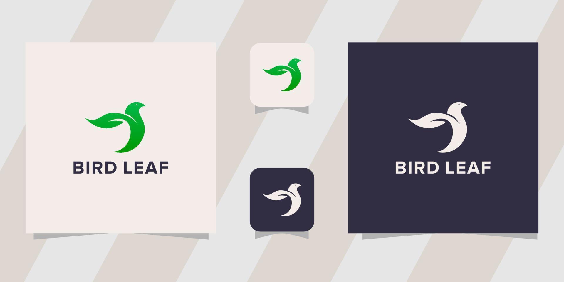 bird leaf logo template vector