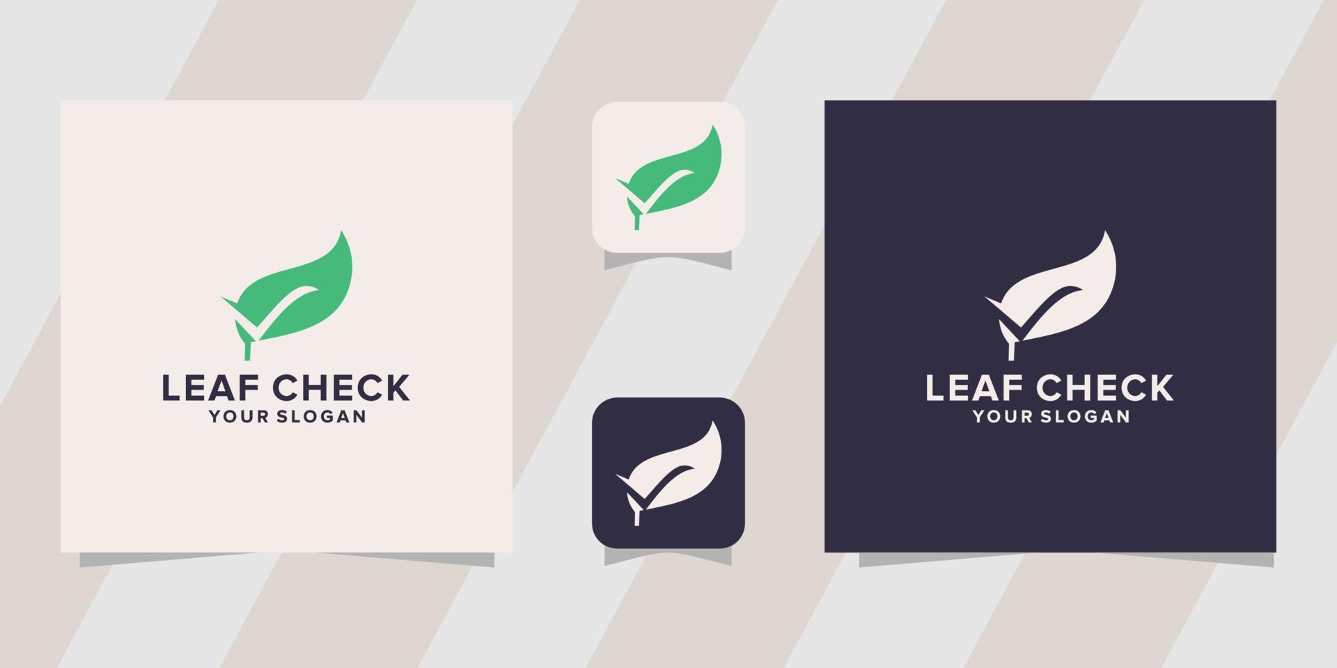 leaf check logo template vector