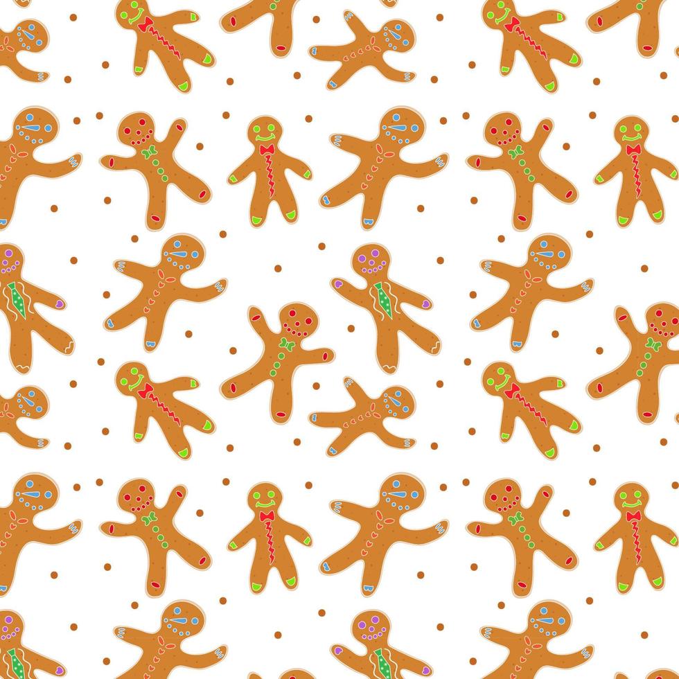 seamless pattern of christmas gingerbread cookies in the shape of a man on white background vector