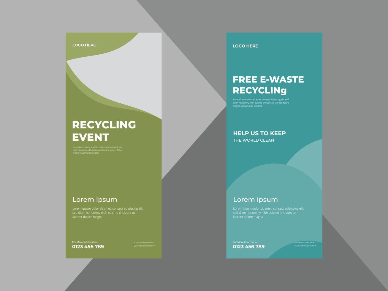 Recycline Event Roll Up Banner Design, Recycline Event DL Flyer, Recycline Event Promotion Banner Template, Leaflet, Print-Ready vector