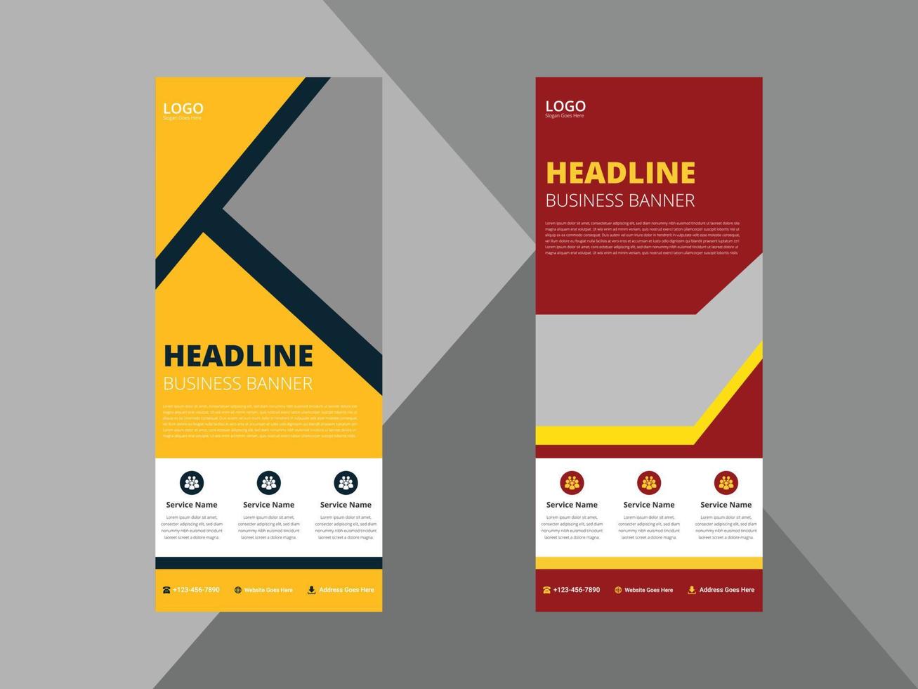 roll up banner design templates. business corporate roll up banner design ideas. poster leaflet brochure design ideas. cover, banner, poster, print-ready vector