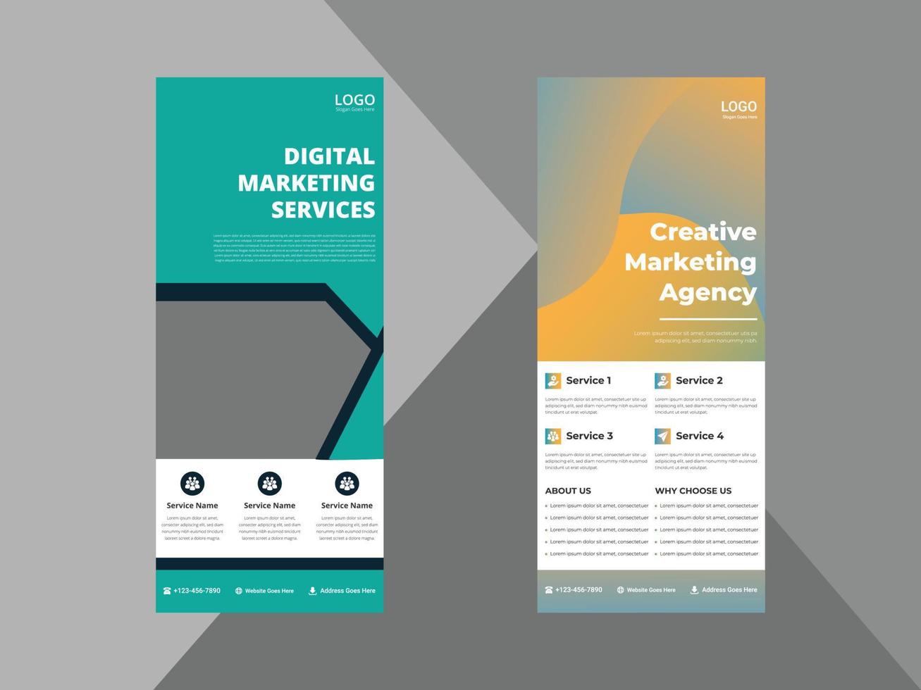 creative agency roll up banner design template. modern business poster leaflet design. cover, roll up banner, poster, print-ready vector