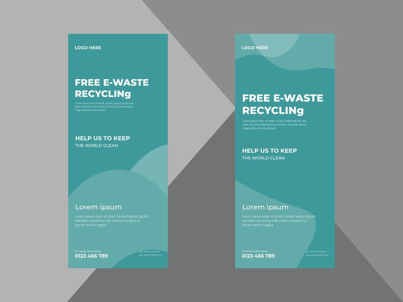 Recycline Event Roll Up Banner Design, Recycline Event DL Flyer, Recycline Event Promotion Banner Template, Leaflet, Print-Ready vector