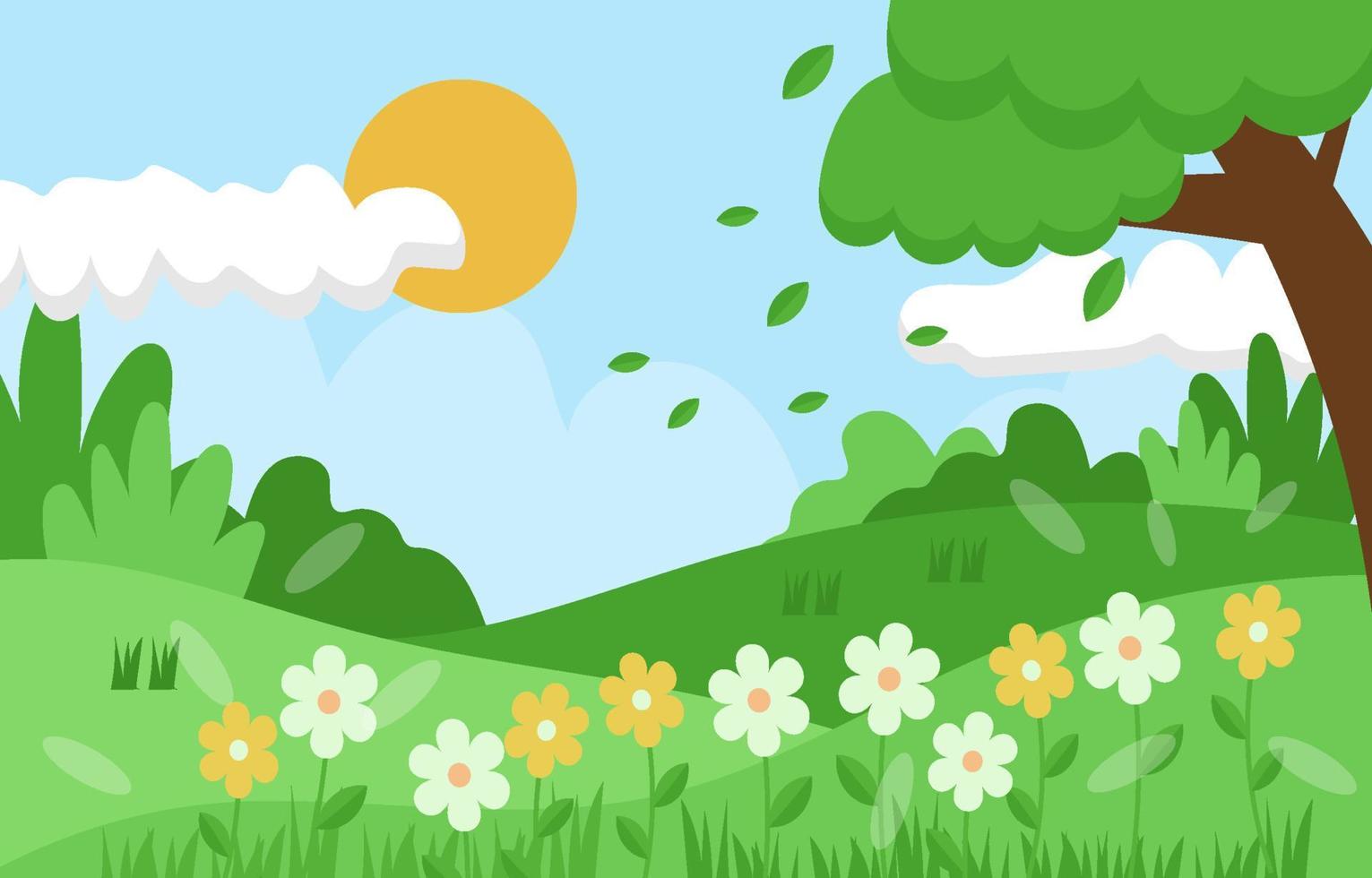 hermoso fondo de paisaje de primavera vector