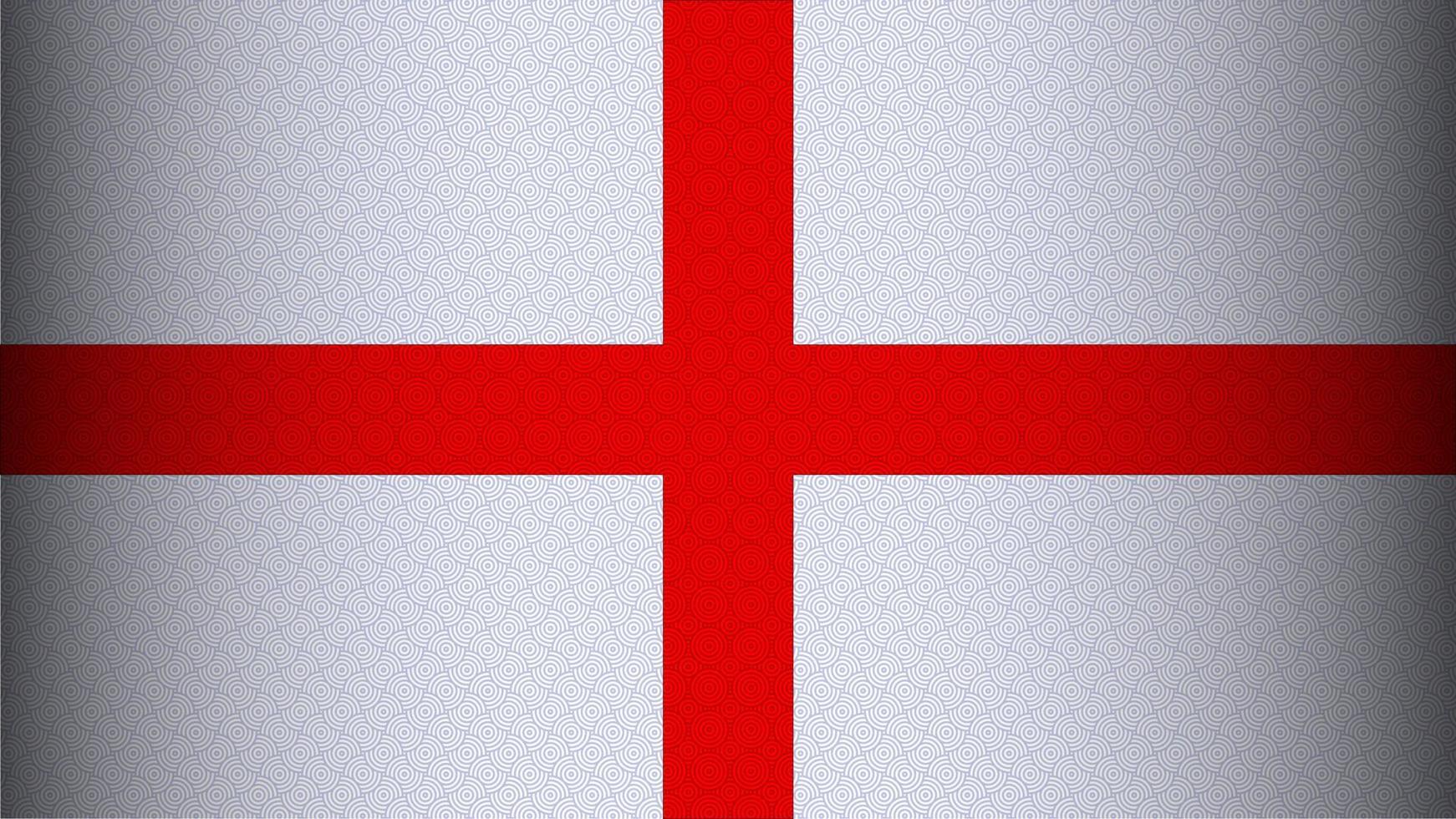 The national flag of England. The saint george's cross. National flag wallpaper with wave pattern and shadow gradient style. vector