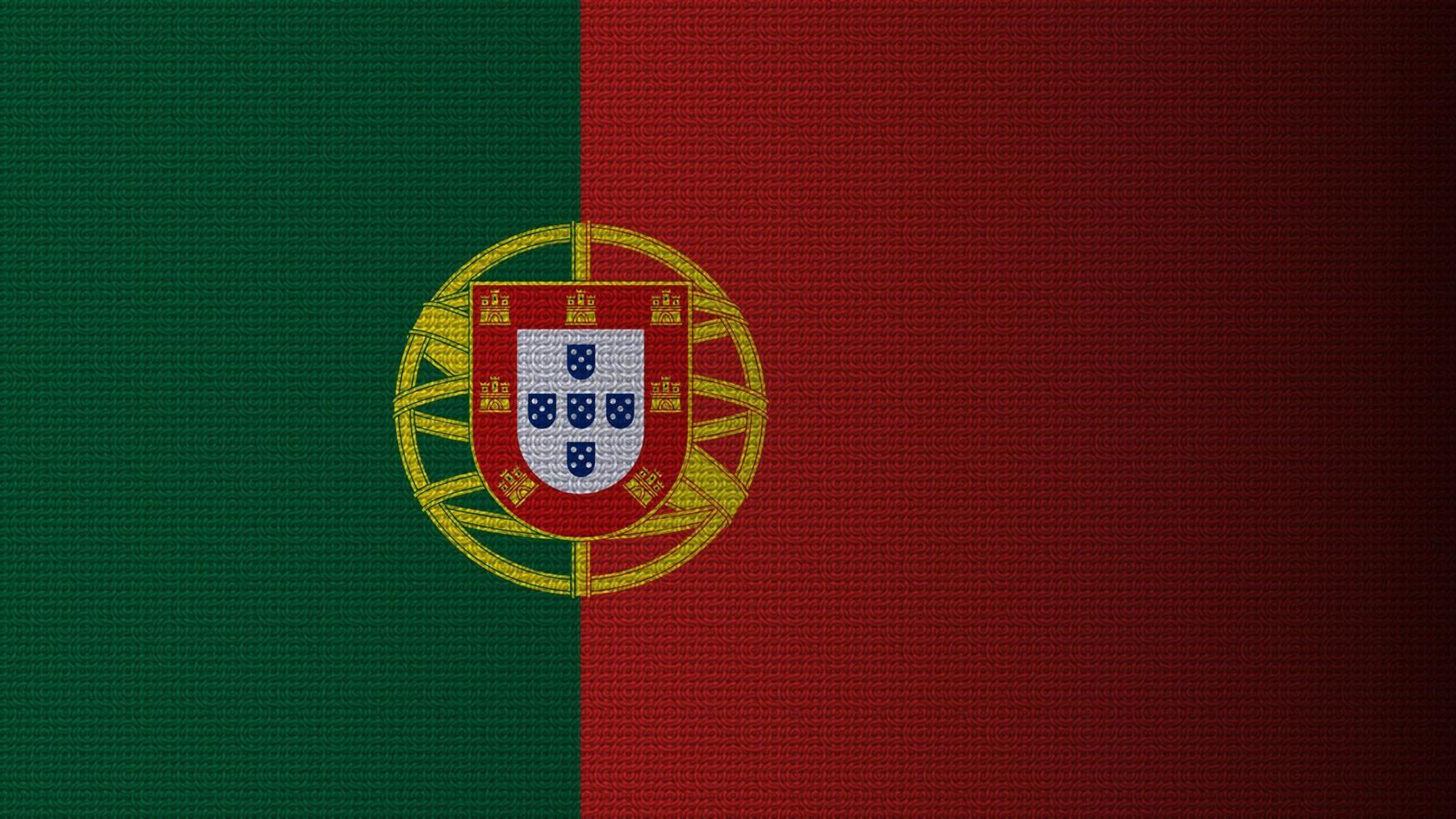 The national flag of Portugal. The Portuguese red and green bands. Bandeira de Portugal wallpaper with wave pattern, dotted and shadow gradient style. vector