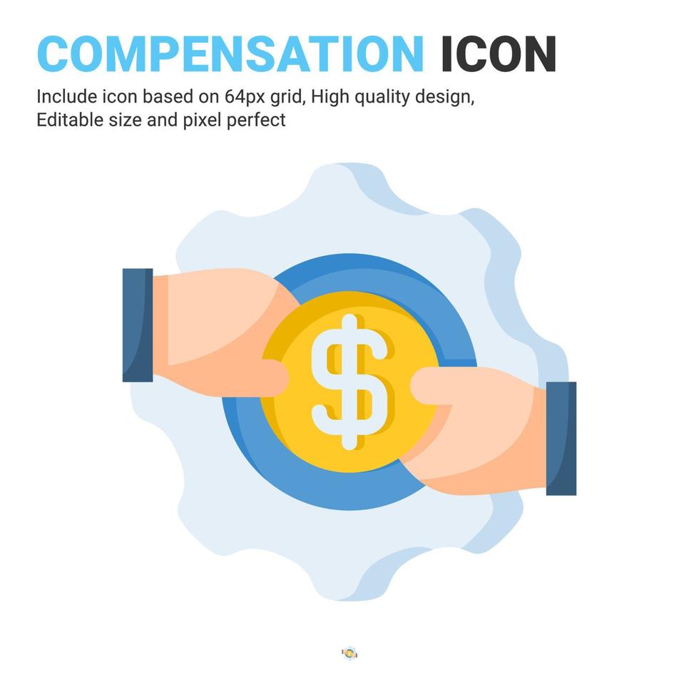 Compensation icon vector with flat color style isolated on white background. Vector illustration wage, salary sign symbol icon concept for business, finance, industry, company, app, web and project