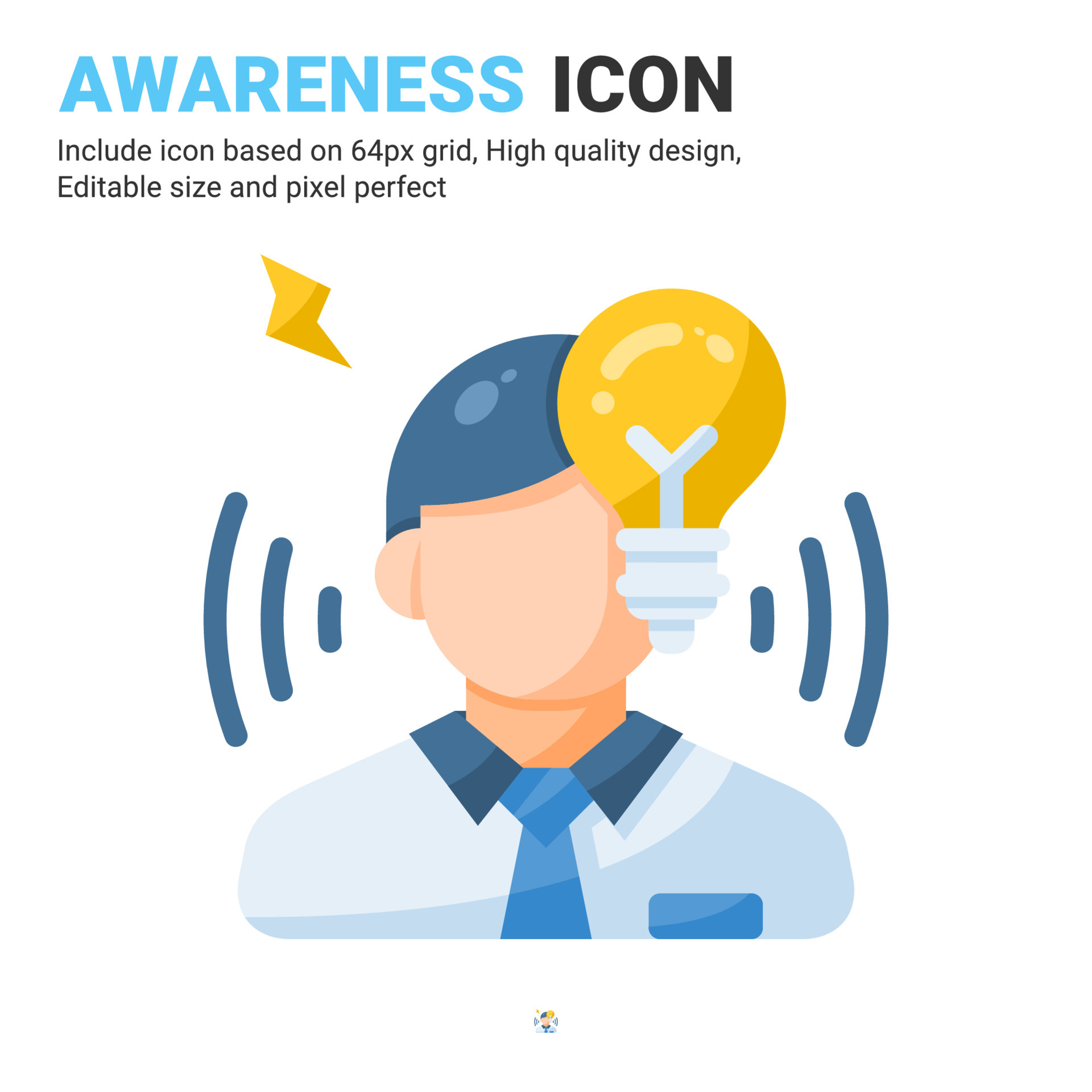 Awareness icon vector with flat color style isolated on white